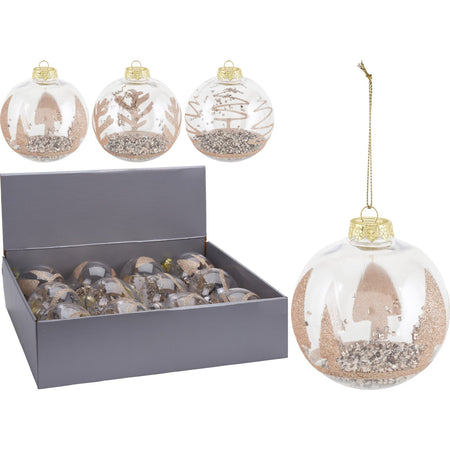 12 palline per albero di natale in vetro ramato da Ø 10 cm pendaglio decorato