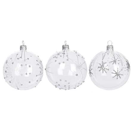 6 palline per albero di natale in vetro con glitter da Ø 10 cm pendaglio decorato