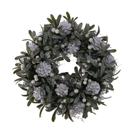 Ghirlanda retro porta natalizio con bacche e pigne Ø 34 cm