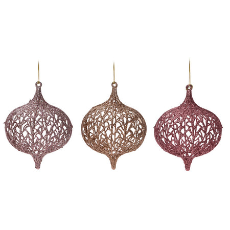 24 palline per albero di natale Ø 13 cm pendaglio decorato con Glitter