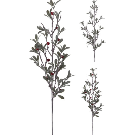 Ramo innevato con bacche h 73 cm per albero di natale e decorazioni natalizie