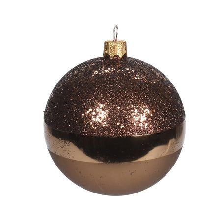 6 palline per albero di natale in vetro ramato da Ø 10 cm pendaglio decorato