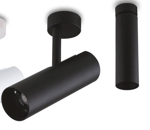 Faretto da soffitto orientabile a led in alluminio nero led cob integrato A+ luce naturale K 7 W