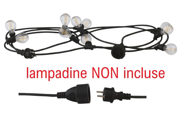 Stringa elettrificata 5 mt 10xE14 con spina schuko e presa modulabile