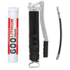 Kit completo 6 cartucce + siringa grasso a leva per ingrassaggio manuale in metallo brunito 1 kg