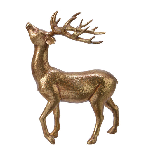 Renna in piedi , in resina colore oro  decorazioni natalizie, da 41.30 cm