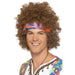 Maschera da uomo hippie parrucca capelli ricci con bandana colorata per carnevale