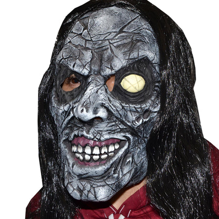 Maschera in lattice realistica mostro zombie con capelli per carnevale e halloween