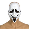Maschera fantasma sorridente bianca per carnevale e halloween con molla elastica