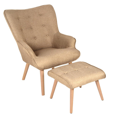 Poltrona con poggiapiedi in tessuto imbottita, design moderno da salotto h 97 cm