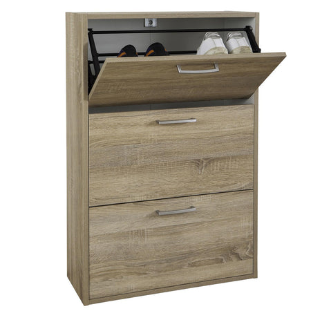 Scarpiera doppia profondità in legno 3 ante rovere h 100 cm arredamento da interno