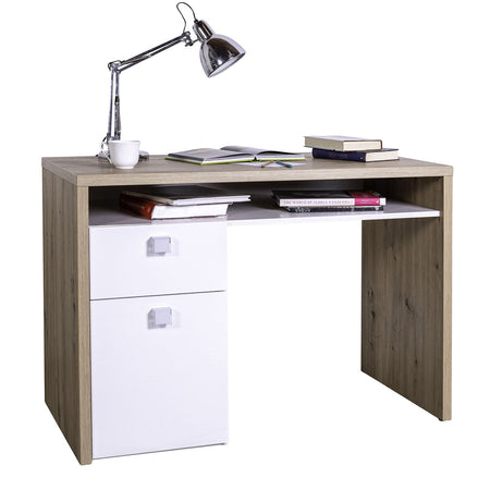 Scrivania "Globo" con 2 cassetti, postazione porta PC da ufficio e cameretta 110 cm Made in Italy