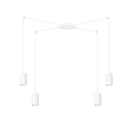 Sospensione A Ragno In Acciaio Bianco 4 Luci Tracker Con Cavo 3 Metri