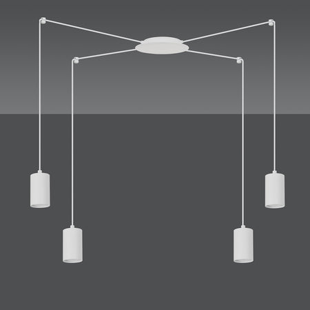 Sospensione A Ragno In Acciaio Bianco 4 Luci Tracker Con Cavo 3 Metri