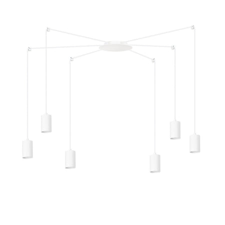 Sospensione A Ragno In Acciaio Bianco 6 Luci Tracker Con Cavo 3 Metri