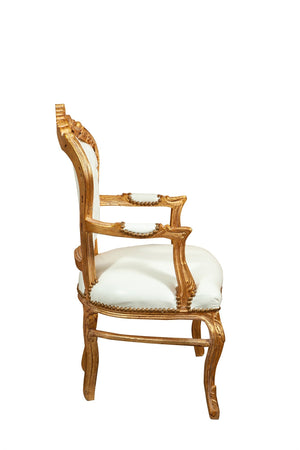 Biscottini Poltrona Luigi XVI Biscottini Legno Faggio Foglia Oro 60x60x107 Intagliata