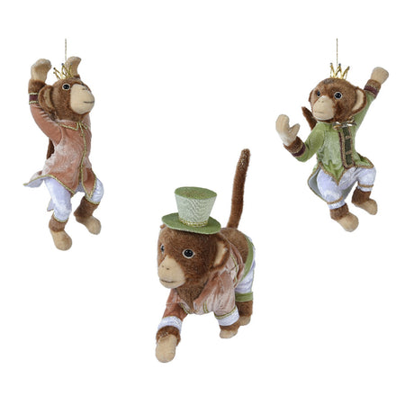 Statuetta con scimmie con corona decorazione per interno h 39 cm