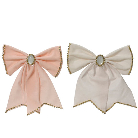 Fiocco in velluto con clip decorazione natalizia per albero e ghirlanda da 22 cm