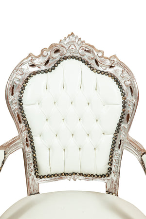 Biscottini Biscottini Poltrona Stile Francese Luigi XVI Faggio Massello Argento 60x60x107