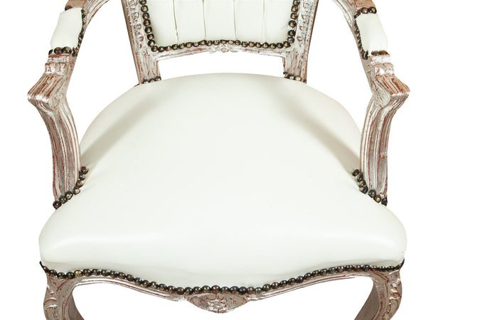 Biscottini Biscottini Poltrona Stile Francese Luigi XVI Faggio Massello Argento 60x60x107