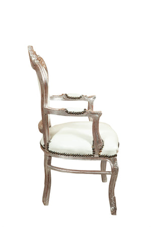 Biscottini Biscottini Poltrona Stile Francese Luigi XVI Faggio Massello Argento 60x60x107