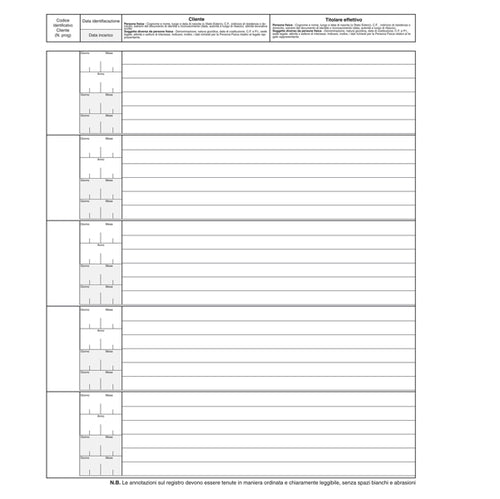 Registro Antiriciclaggio Operatori Non Finanz. 31X24 96Fg E2179 Edipro
