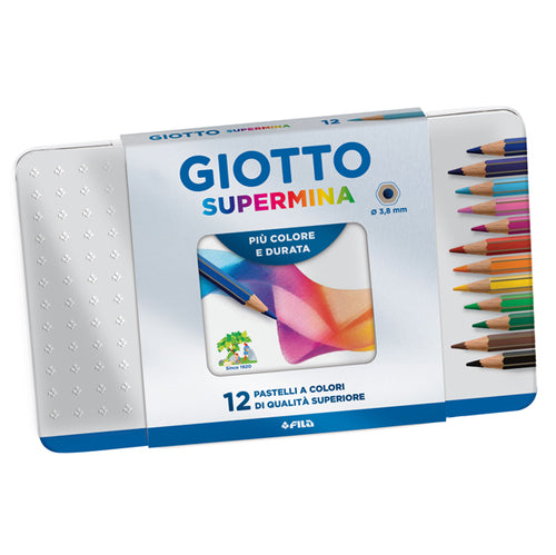 Astuccio Metallo 12 Pastelli Supermina Giotto