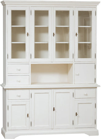 Biscottini Vetrina Country Biscottini legno tiglio bianco anticato 156x50x200 Made Italy