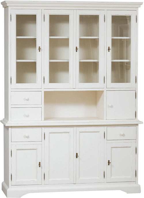 Biscottini Vetrina Country Biscottini legno tiglio bianco anticato 156x50x200 Made Italy