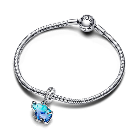 Pandora - Charm Pendente Elefante Vetro di Murano Blu