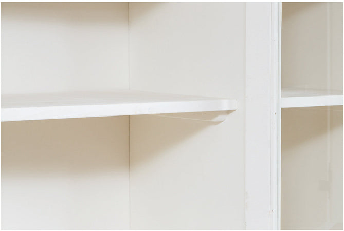 Biscottini Vetrina Country in legno massello di tiglio finitura bianca anticata L156xPR50xH200 cm. Made in Italy