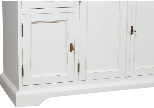 Biscottini Vetrina Country Biscottini legno tiglio bianco anticato 156x50x200 Made Italy