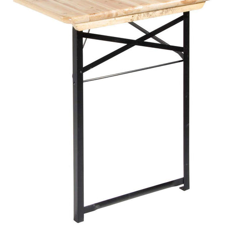 Set birreria in legno impregnato, tavolo e panche pieghevoli piedi in metallo, per sagre e festa della birra