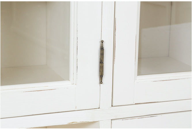 Biscottini Vetrina Country Biscottini legno tiglio bianco anticato 156x50x200 Made Italy