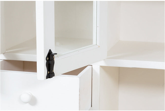 Biscottini Vetrina Country Biscottini legno tiglio bianco anticato 156x50x200 Made Italy