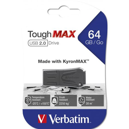 Memoria Pendrive Verbatim ToughMAX - 64 Gb - Resistente - USB 2.0 - Win/Mac - Black