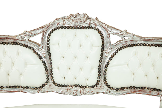 Biscottini Divanetto Biscottini Luigi XVI Legno Faggio Intagliato Foglia Argento 130x60x85