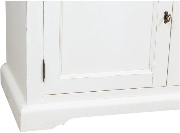 Biscottini Libreria Country in legno massello di tiglio finitura bianca anticata L230xPR50xH226 cm. Made in Italy