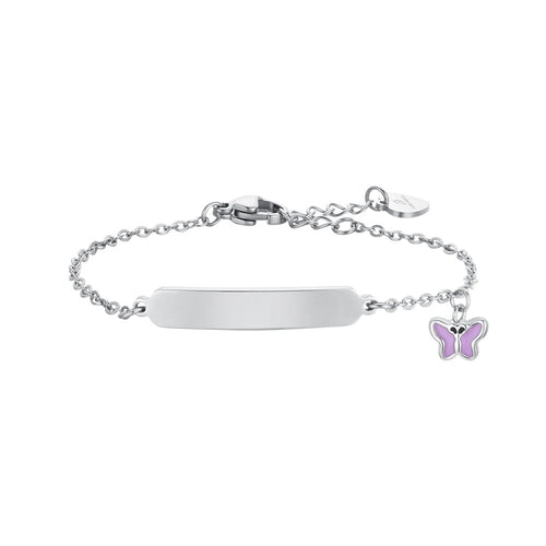 LUCA BARRA - BRACCIALE FARFALLA CON SMALTO VIOLA E PIASTRA