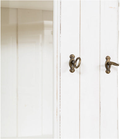 Biscottini Libreria Country in legno massello di tiglio finitura bianca anticata L230xPR50xH226 cm. Made in Italy