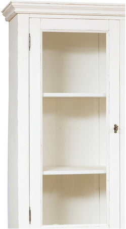 Biscottini Libreria Country in legno massello di tiglio finitura bianca anticata L230xPR50xH226 cm. Made in Italy