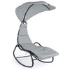 Chaise longue dondolo baffin antracite da giardino e veranda con cuscino