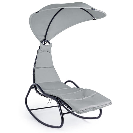 Chaise longue dondolo baffin antracite da giardino e veranda con cuscino