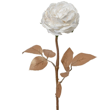 Fiore decorativo rosa in poliestere Bianco con clip, decorazione da 57 cm