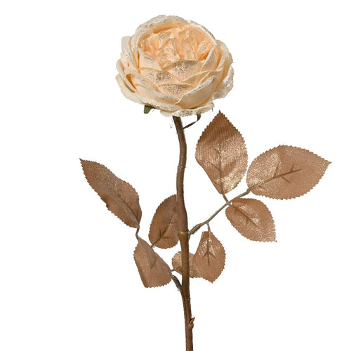 Fiore decorativo rosa in poliestere champagne, decorazione da 57 cm