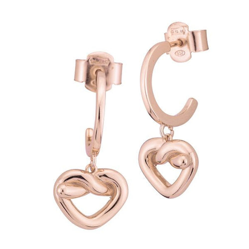 Bottega Boccadamo   Orecchini a cerchio placcati oro rosa con cuore traforato centrale