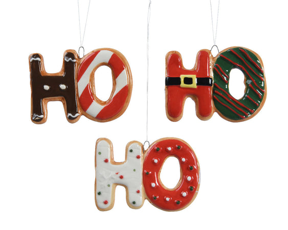 Pendaglio con scritta "Ho - Ho" per albero decorazione natalizia da 9 cm