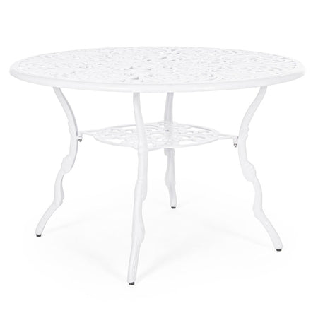 Tavolo victoria 110 cm tondo in alluminio bianco da esterno per giardino e veranda