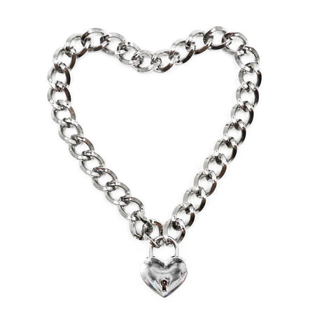 Collana con lucchetto in metallo con cuore