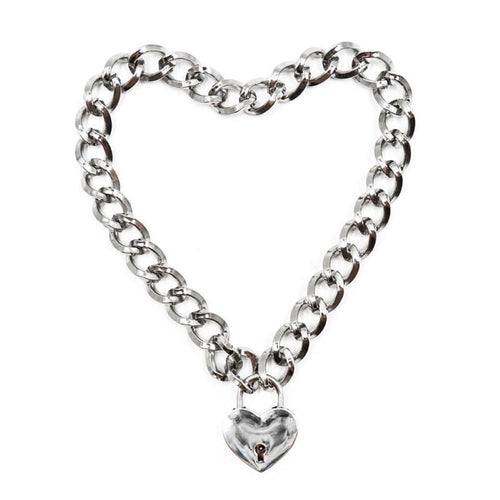 Collana con lucchetto in metallo con cuore